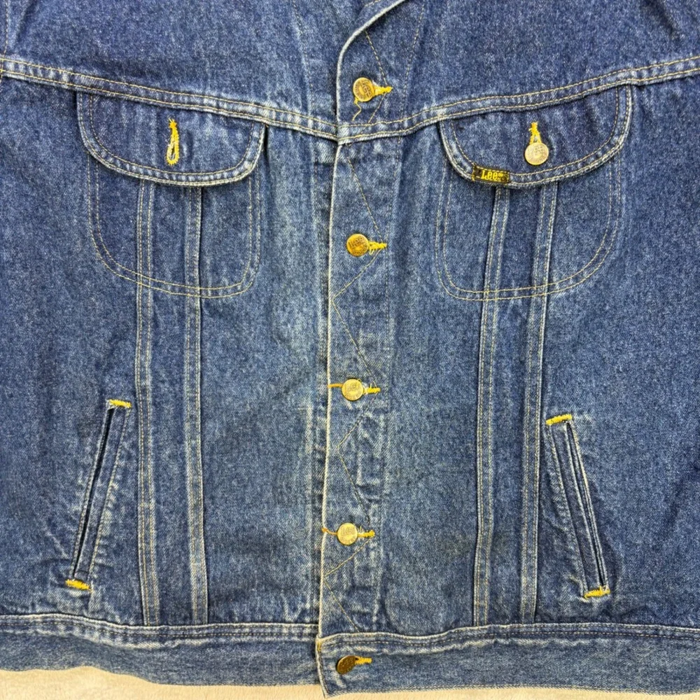 Vintage Lee Denim Jacket Mens 3XL 56R Blue Riders Trucker Made in USA 90s 153438